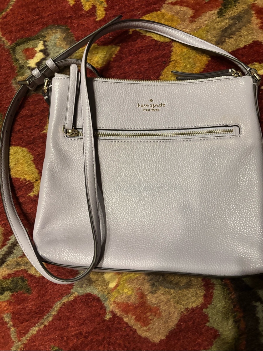 kate spade light lavender pebbled leather crossbody bag